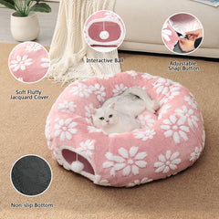 Yaning tunel gato con pelota colgante: diversión interactiva para tu mascota.