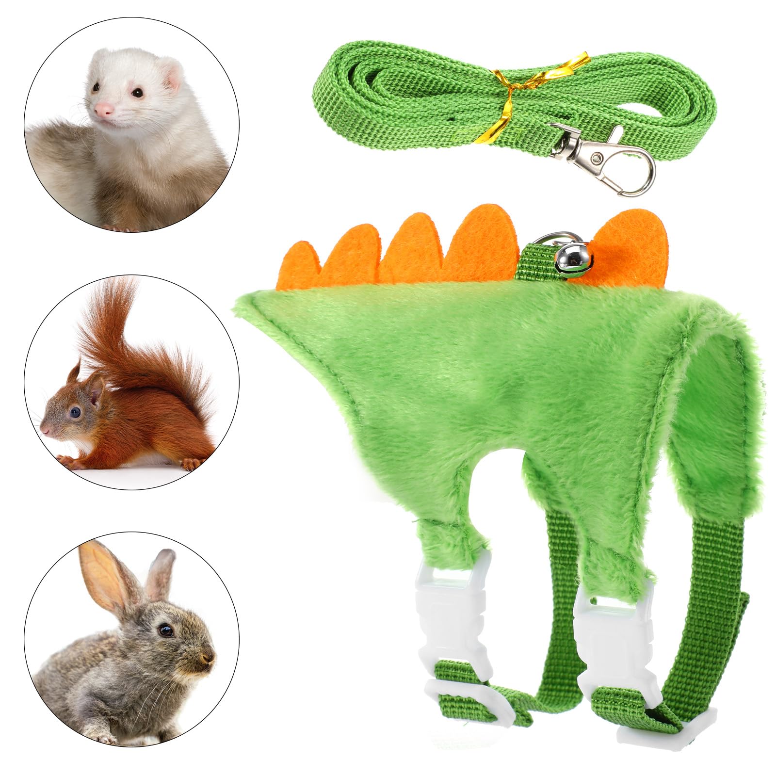 Arnés YBEATY con dinosaurio verde, diseño llamativo.