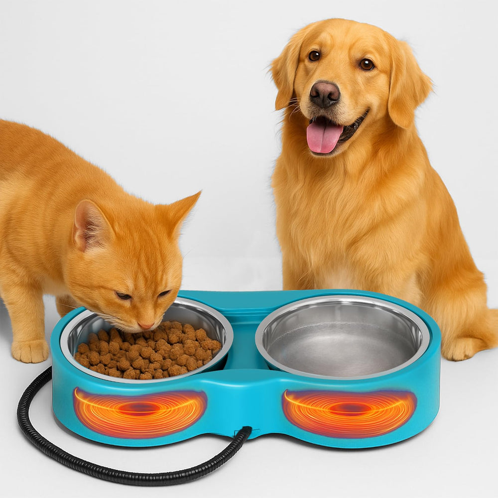 Bebedero caliente YEOLEH para gatos y perros, mantiene agua y comida templadas.