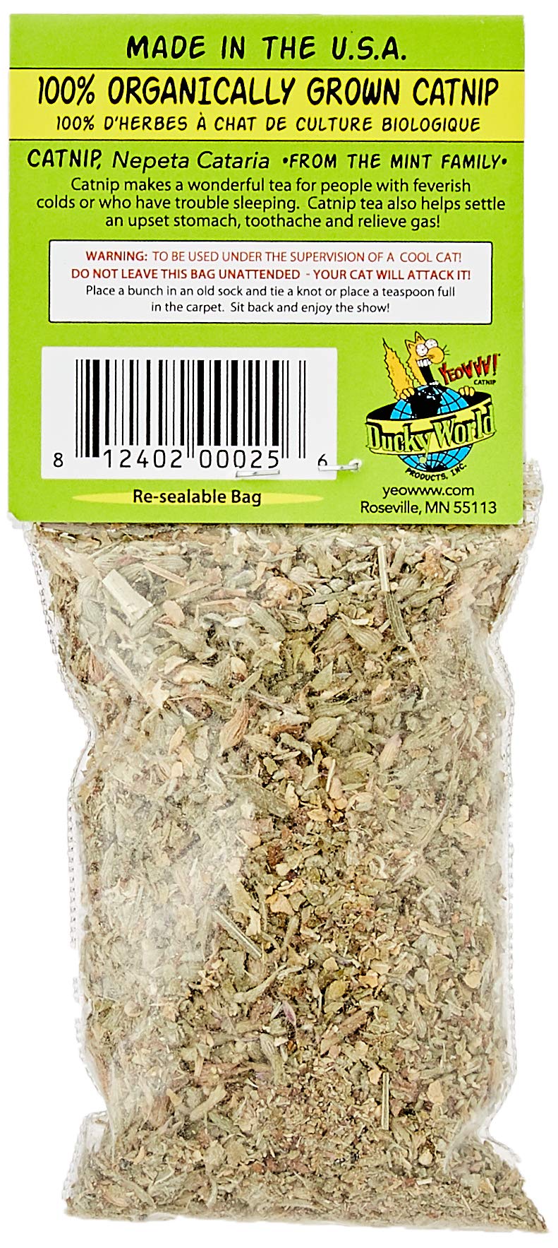 Juguete Yeowww mini con hierba gatera, porción de 4 g para juego interactivo.