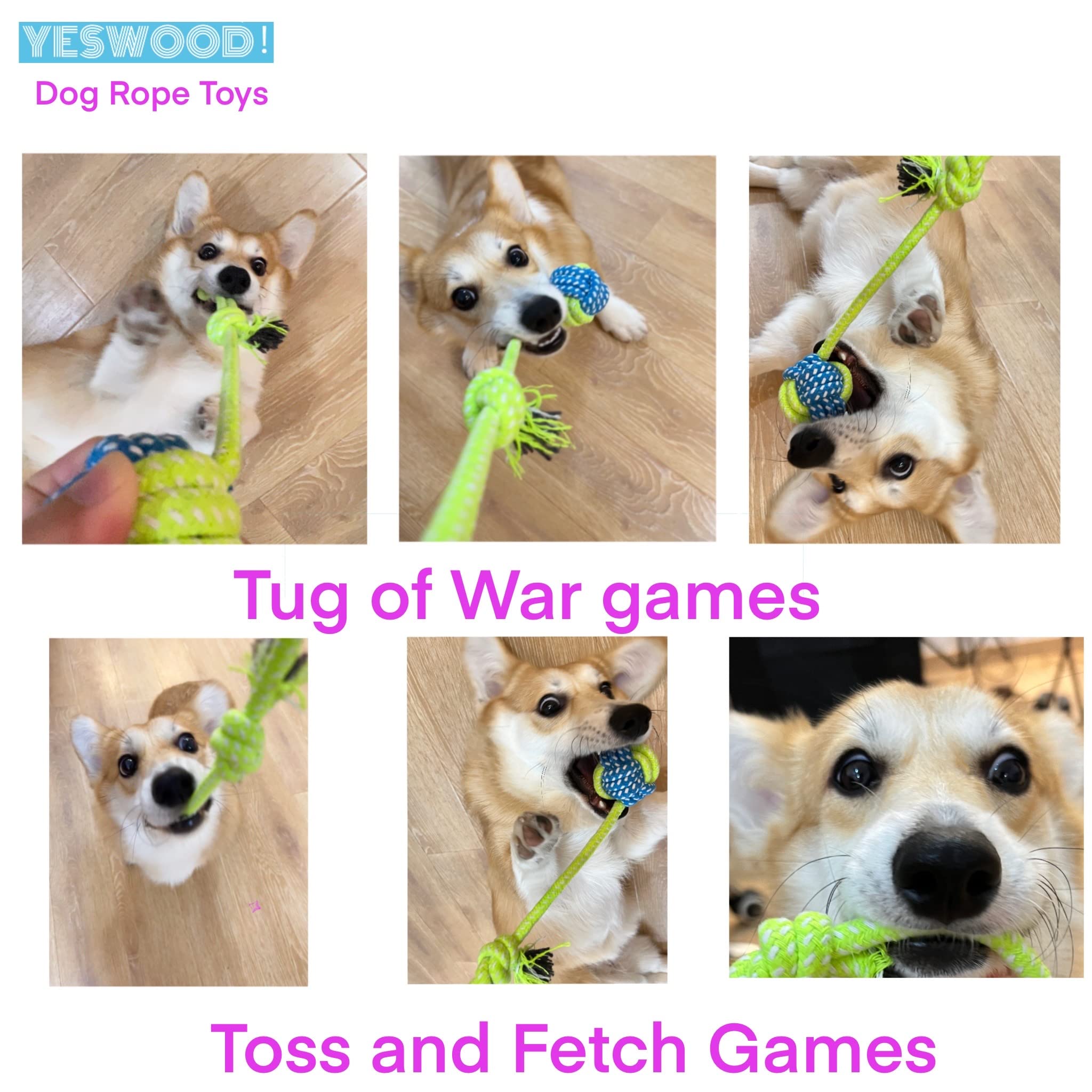 YESWOOD! Bola y cuerda, ideal para jugar con cachorros y perros jóvenes