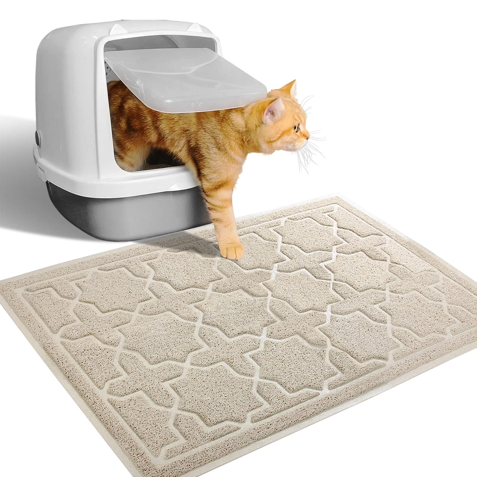 Yimobra tapis-litière chat avec maillage dense capturant les grains.