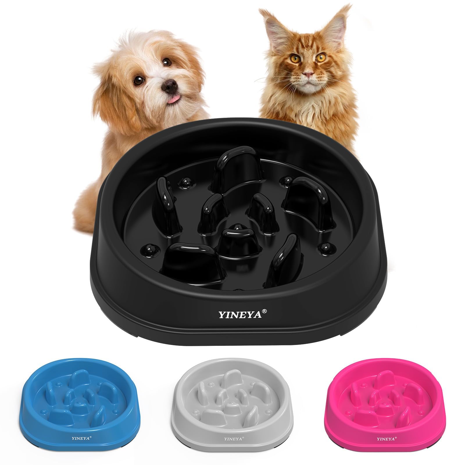 YINEYA comedero lento para perro pequeño con diseño laberinto que ayuda a comer despacio.