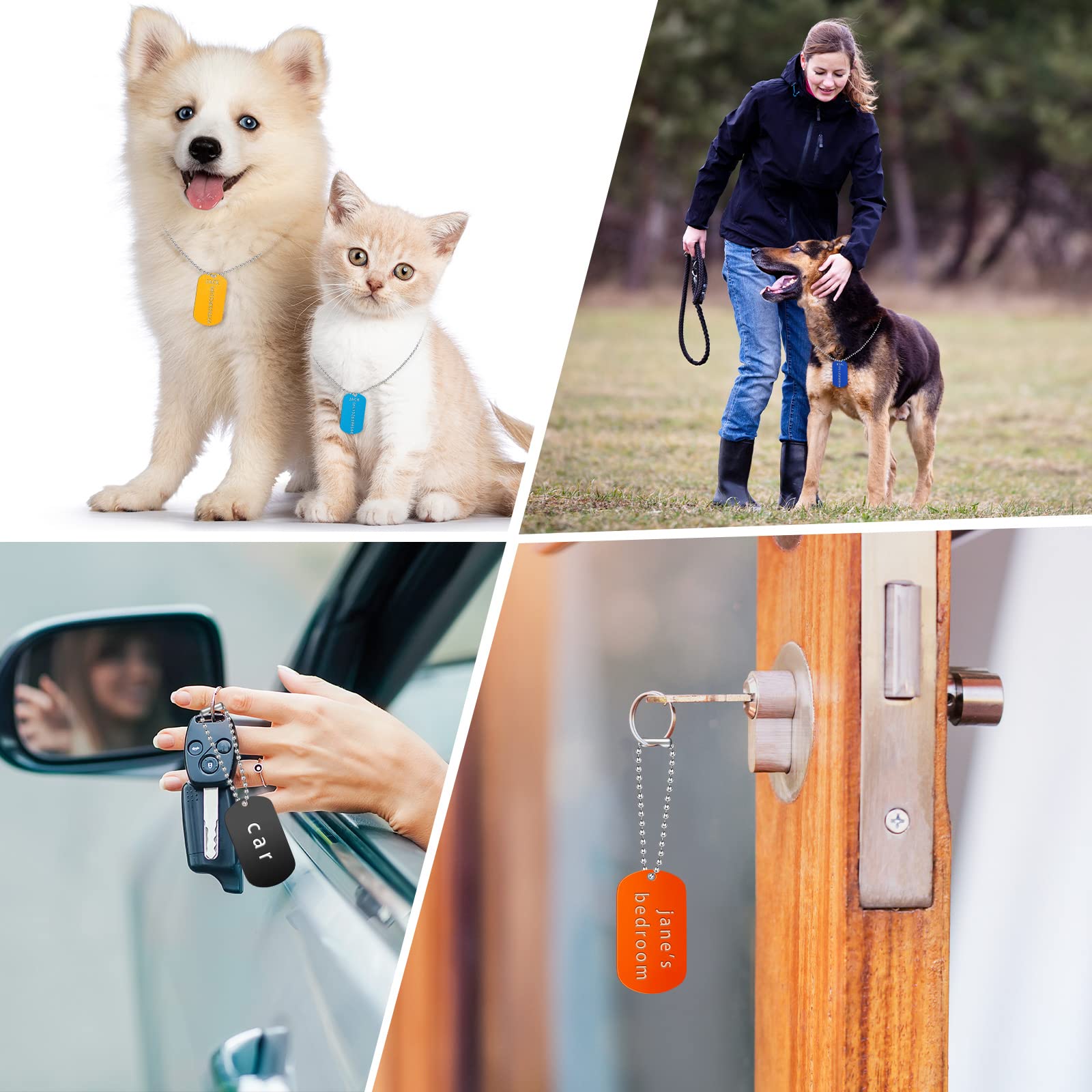 Yinkin conjunto de etiquetas y cadenas, 100 piezas cada una en multicolor para mayor visibilidad.