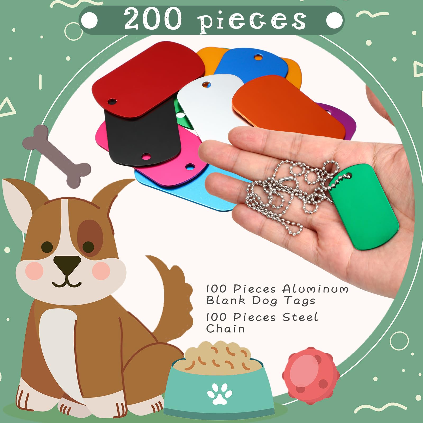 Yinkin conjunto completo para manualidades, 100 etiquetas de aluminio y 100 cadenas incluidas.