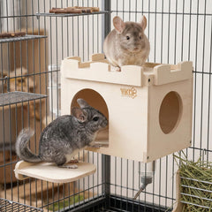 Habitat de madera natural YKD, ventilado y seguro para mascotas pequeñas