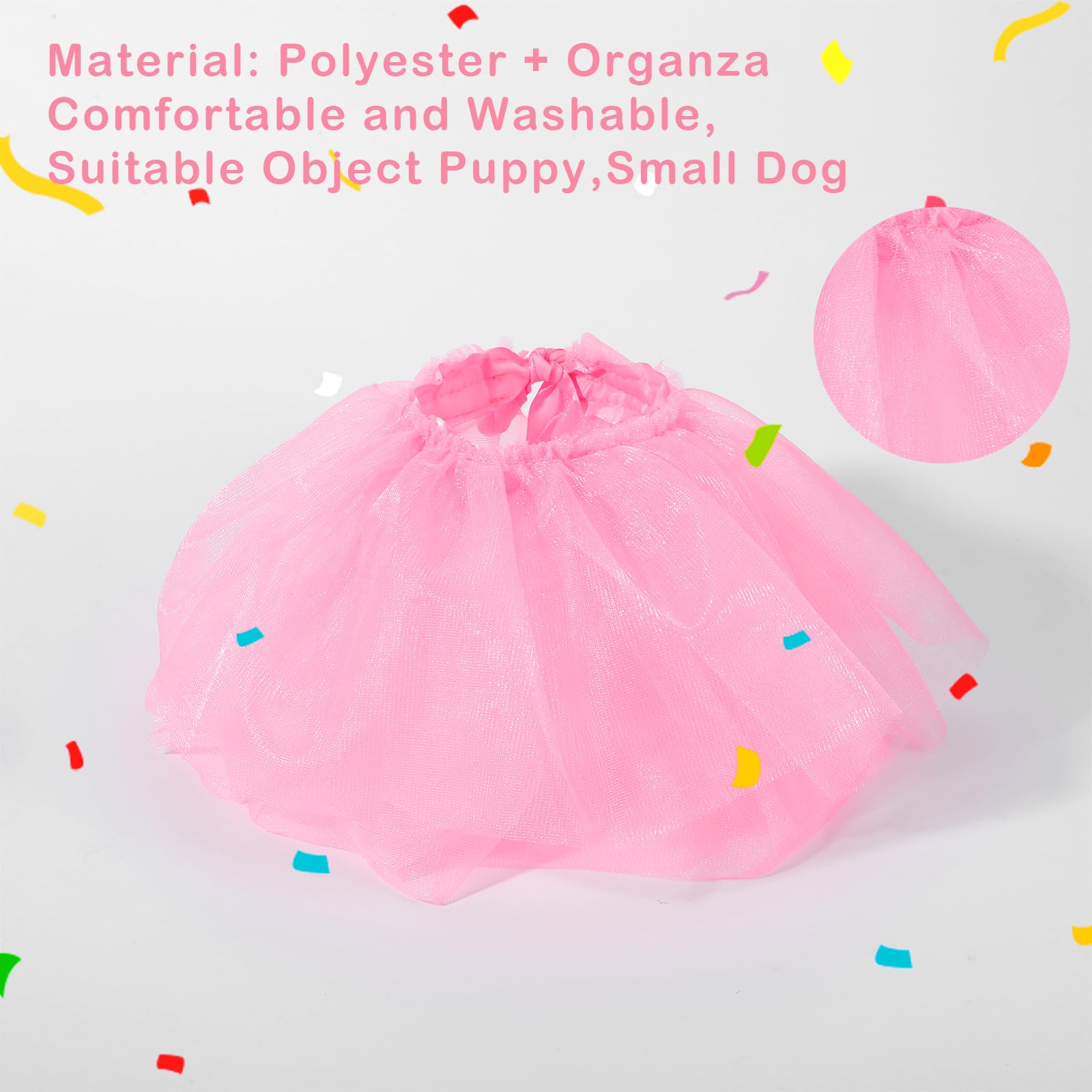 Yolev Tutú para perros rosa, detalle de la cinta ajustable.