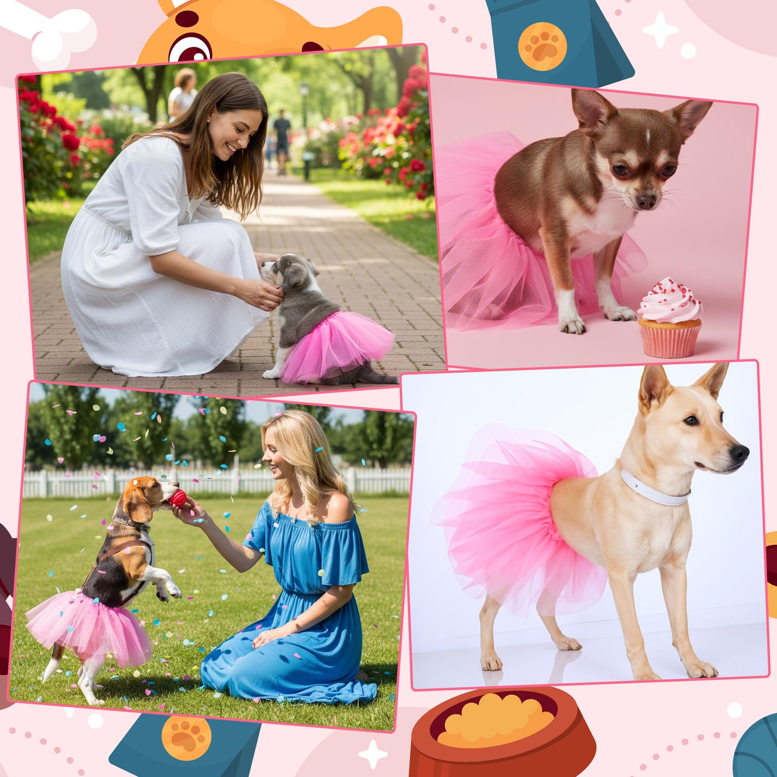 Yolev Tutú para perros rosa, perfecto para fiestas y sesiones fotográficas.