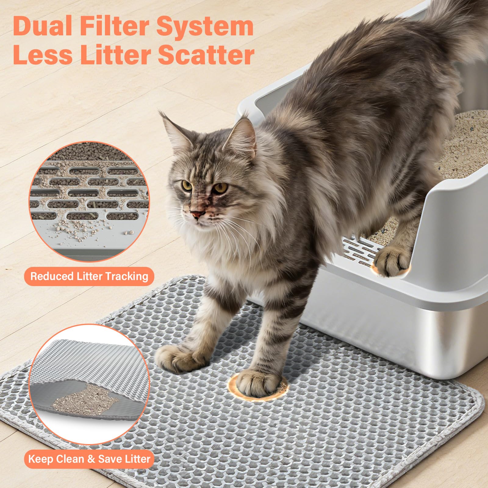 Caja de arena Yollber con bordes redondeados para seguridad de las patas.
