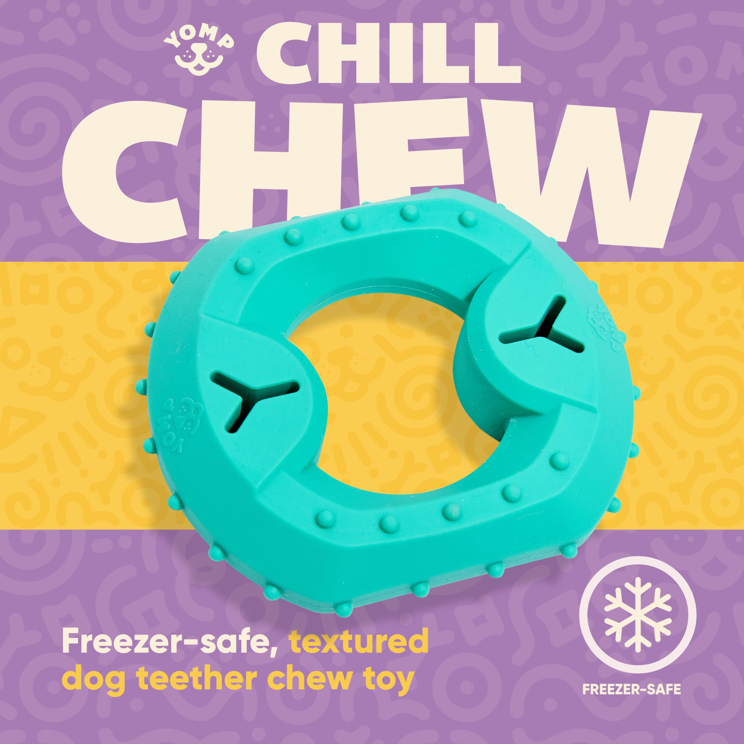 Yomp ChillChew: juguete congelado para perro, ofrece enfriamiento suave y es libre de BPA.