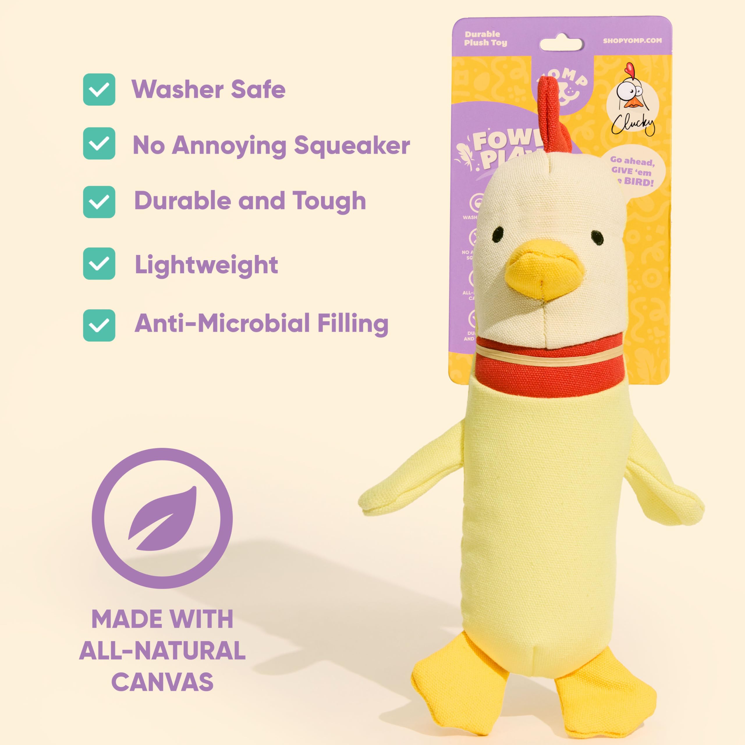 Yomp Clucky, lavable y sin chirrido para limpieza fácil.