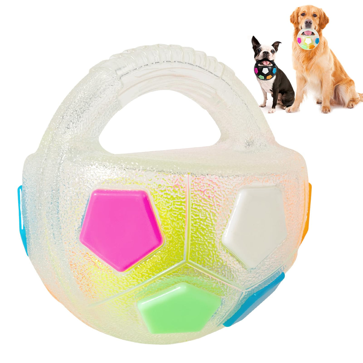 Pelota YOOGAO Pet con asa tipo pesa facilita lanzar y recoger.