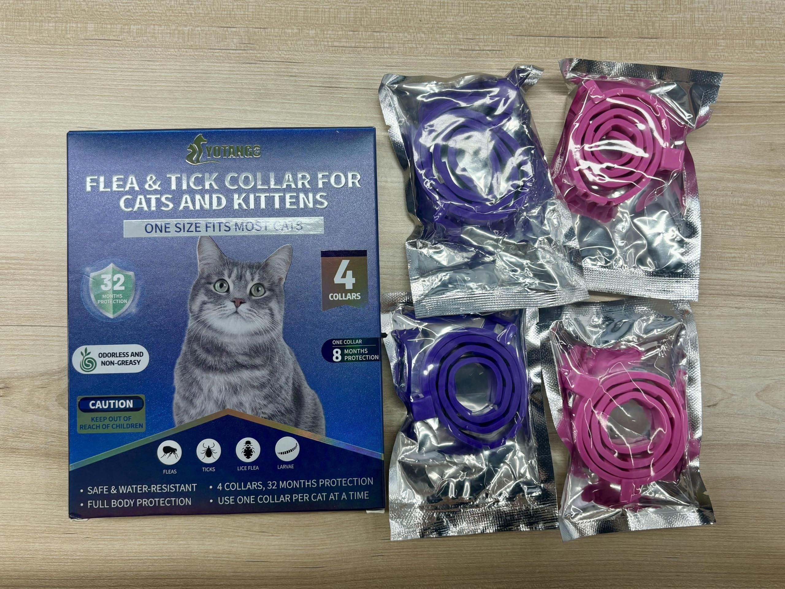 Ajuste de 38 cm en collares YOTANGO para gatos, ajuste cómodo.