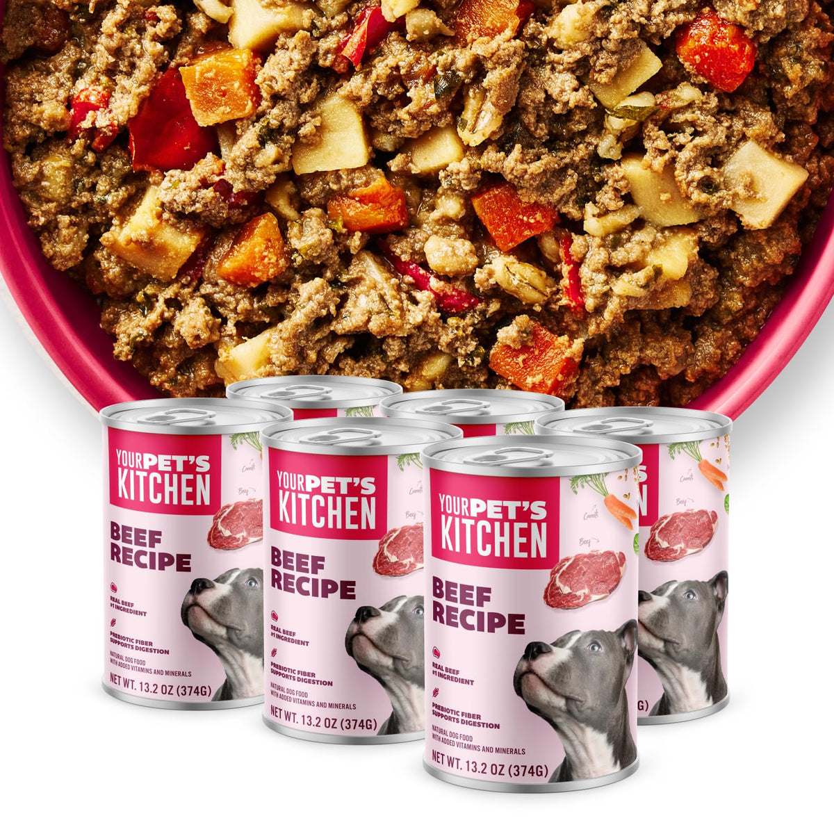 Your Pet's Kitchen beef wet dog food can with real beef for meals
