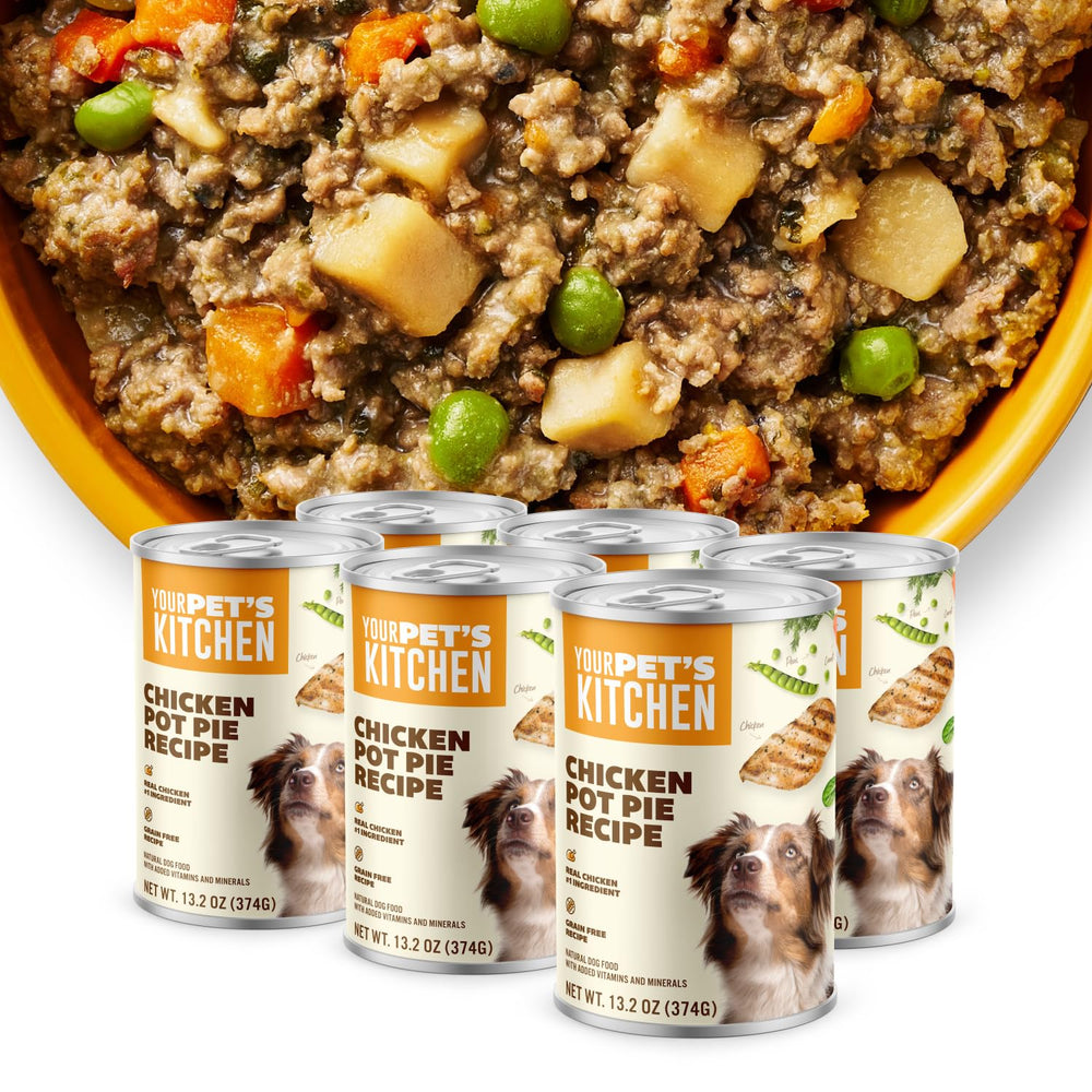 Your Pet's Kitchen chicken pot pie pack front—convenient dinner option for busy families.