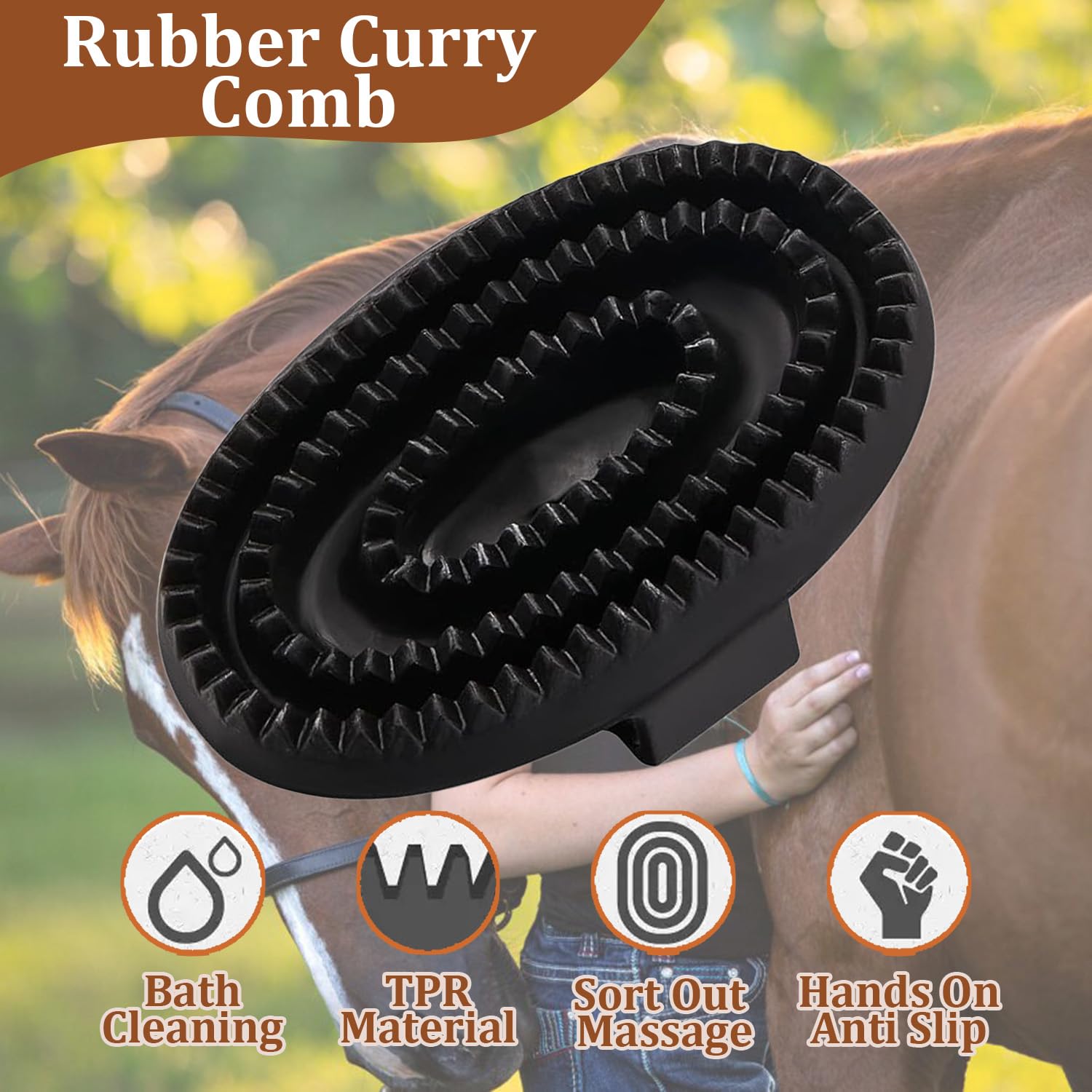 Youven cepillo curry goma uso para varias especies mascotas y caballos