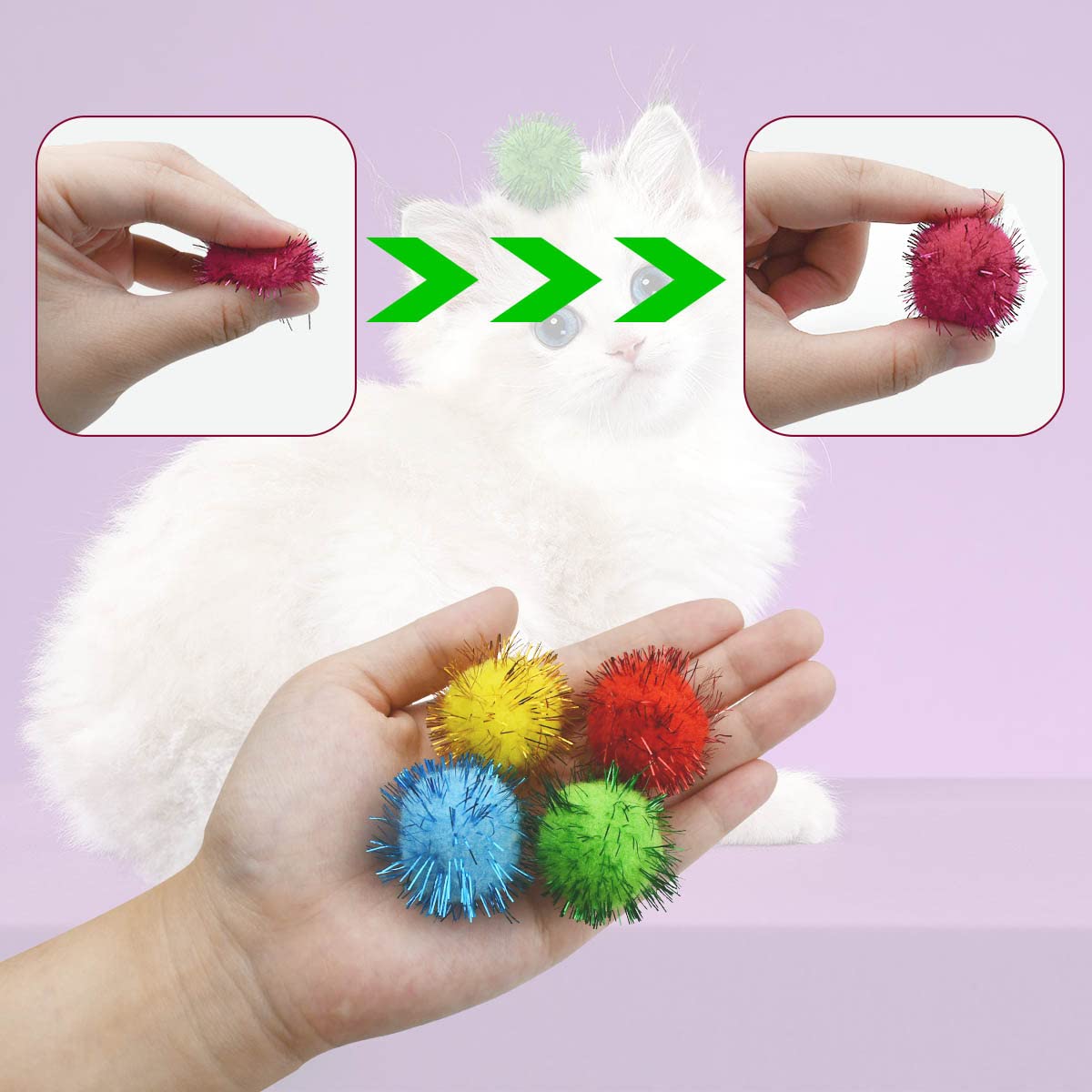 Juego seguro Yuntop para gatos curiosos, brillo y diversión.