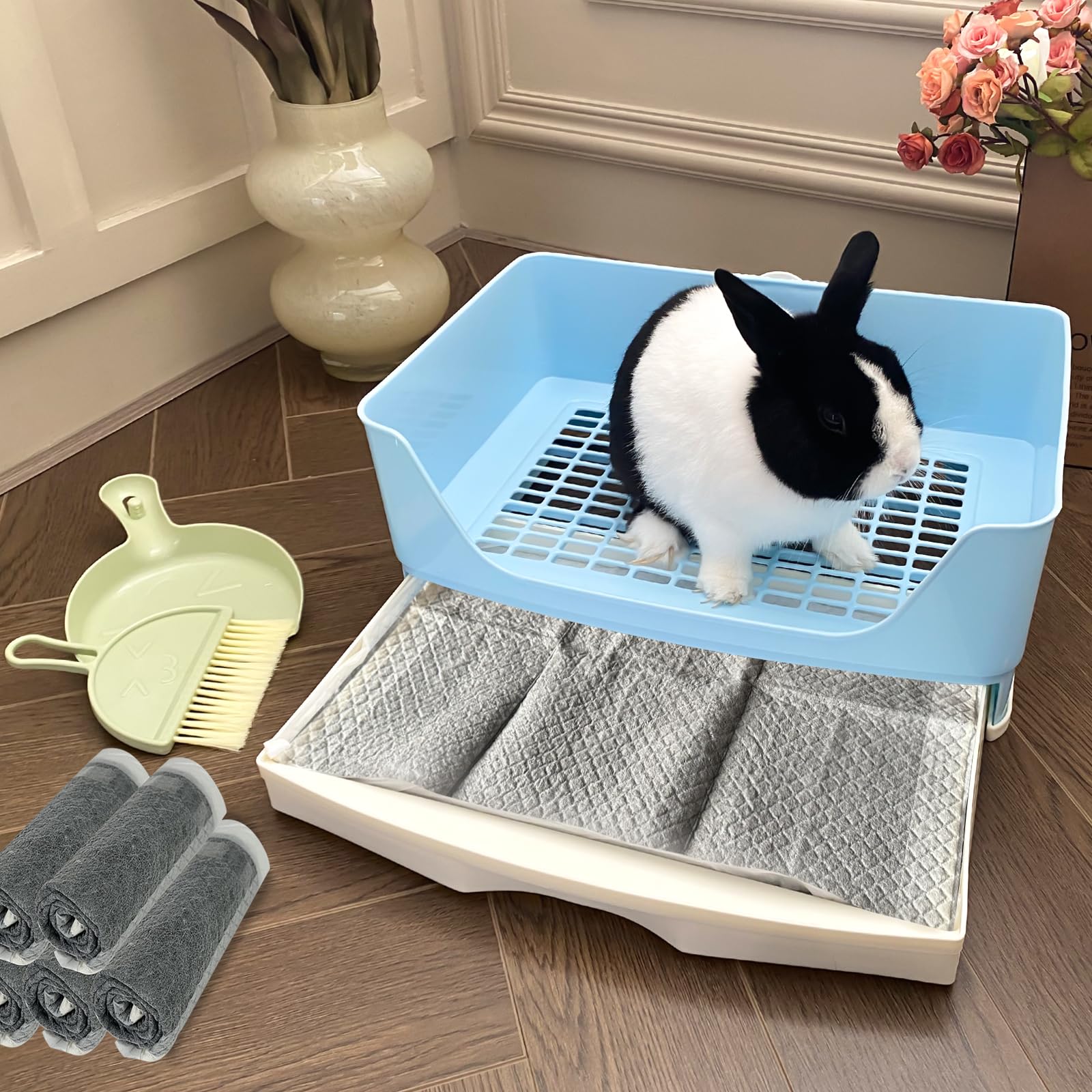 Yuoaes caja de arena con bordes altos, evita salpicaduras