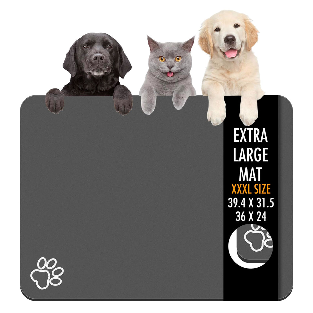 La alfombrilla de alimento Yuzshin 36x24 absorbe derrames para perros y gatos.