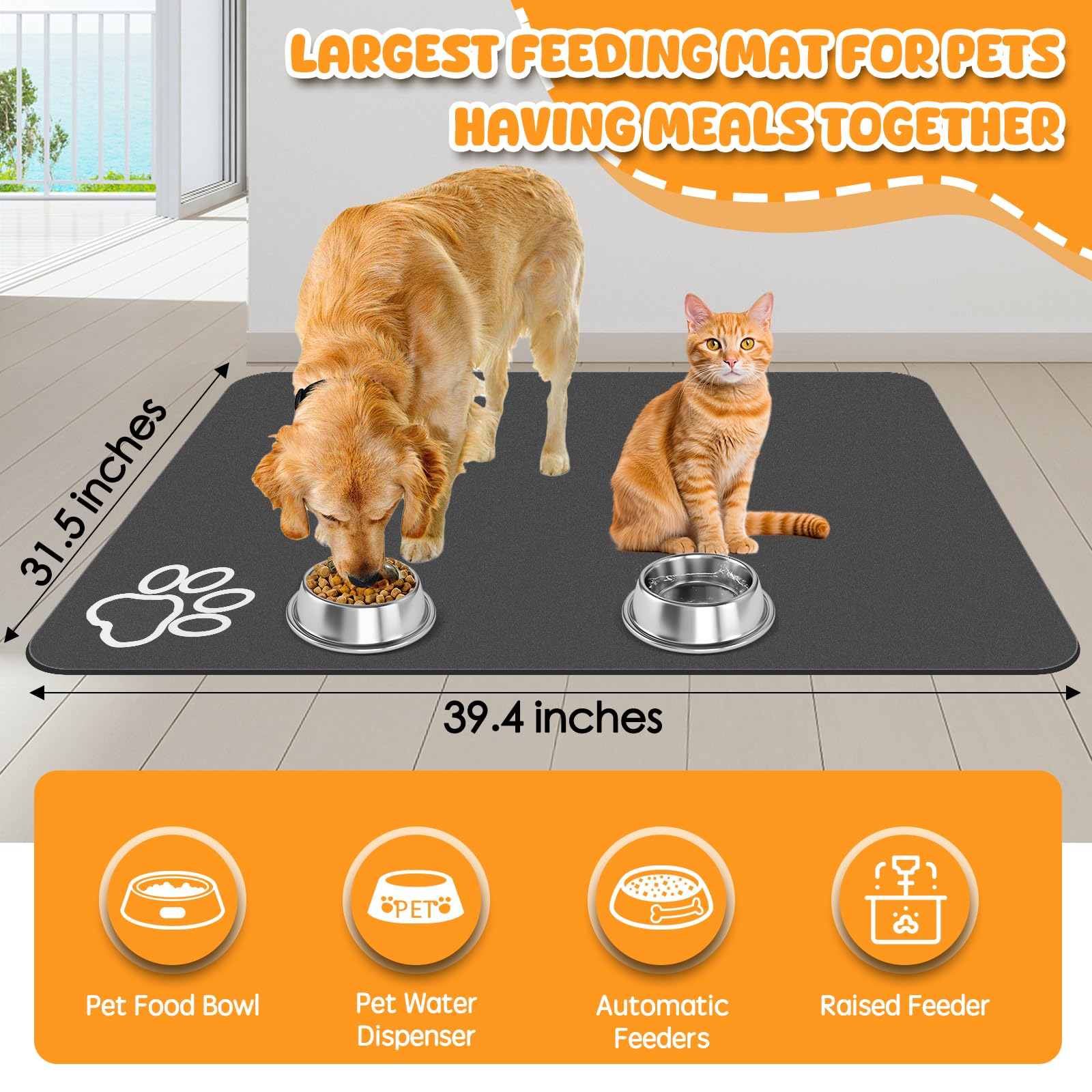 Alfombrilla yuzshin multiespecie para comida, apta para perros y gatos.