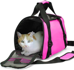 ZaneSun transportín para gato rosa, correa acolchada para transporte cómodo.