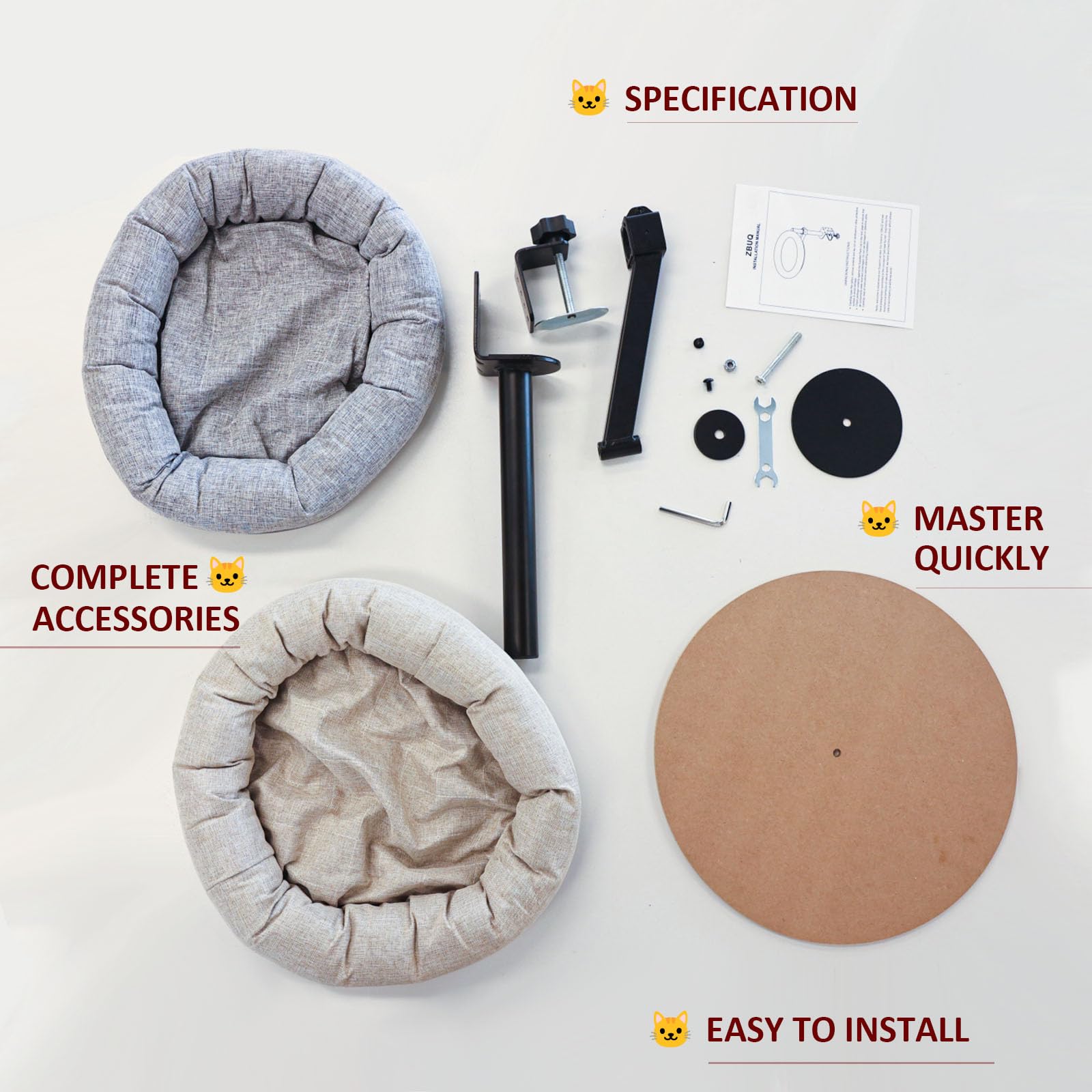 Cama de gato giratoria 360° colgante para mirar desde cualquier ángulo.