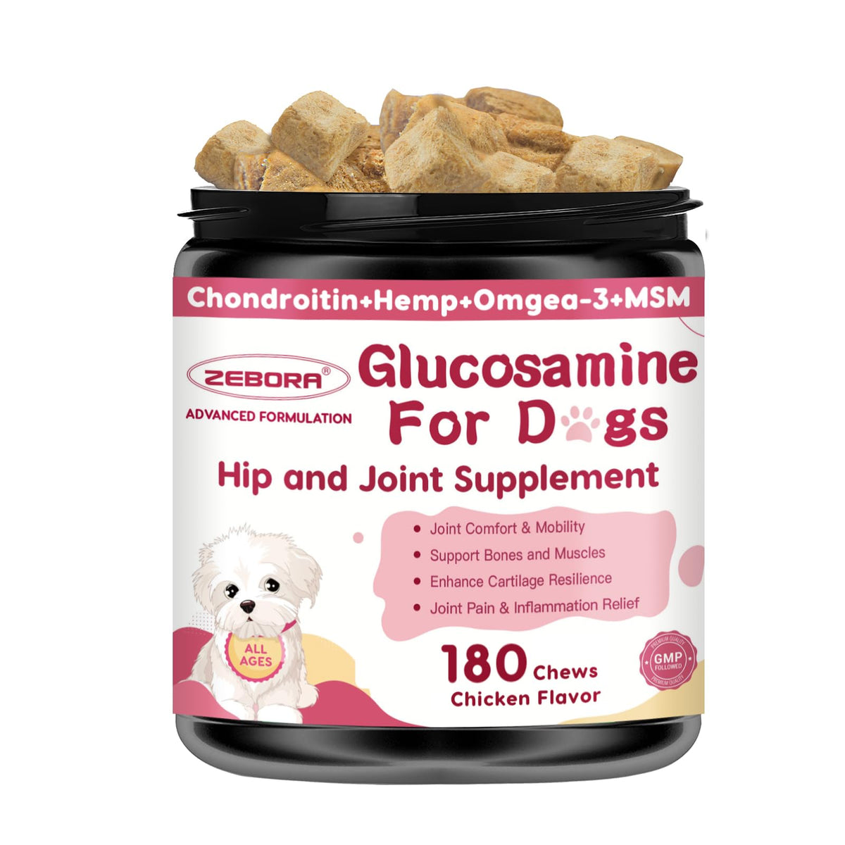ZEBORA Glucosamina para perros: ingredientes naturales para el cuidado articular.