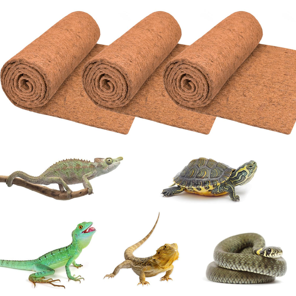 ZeeDix alfombra coco para terrario con tres rollos, uso seguro para reptiles