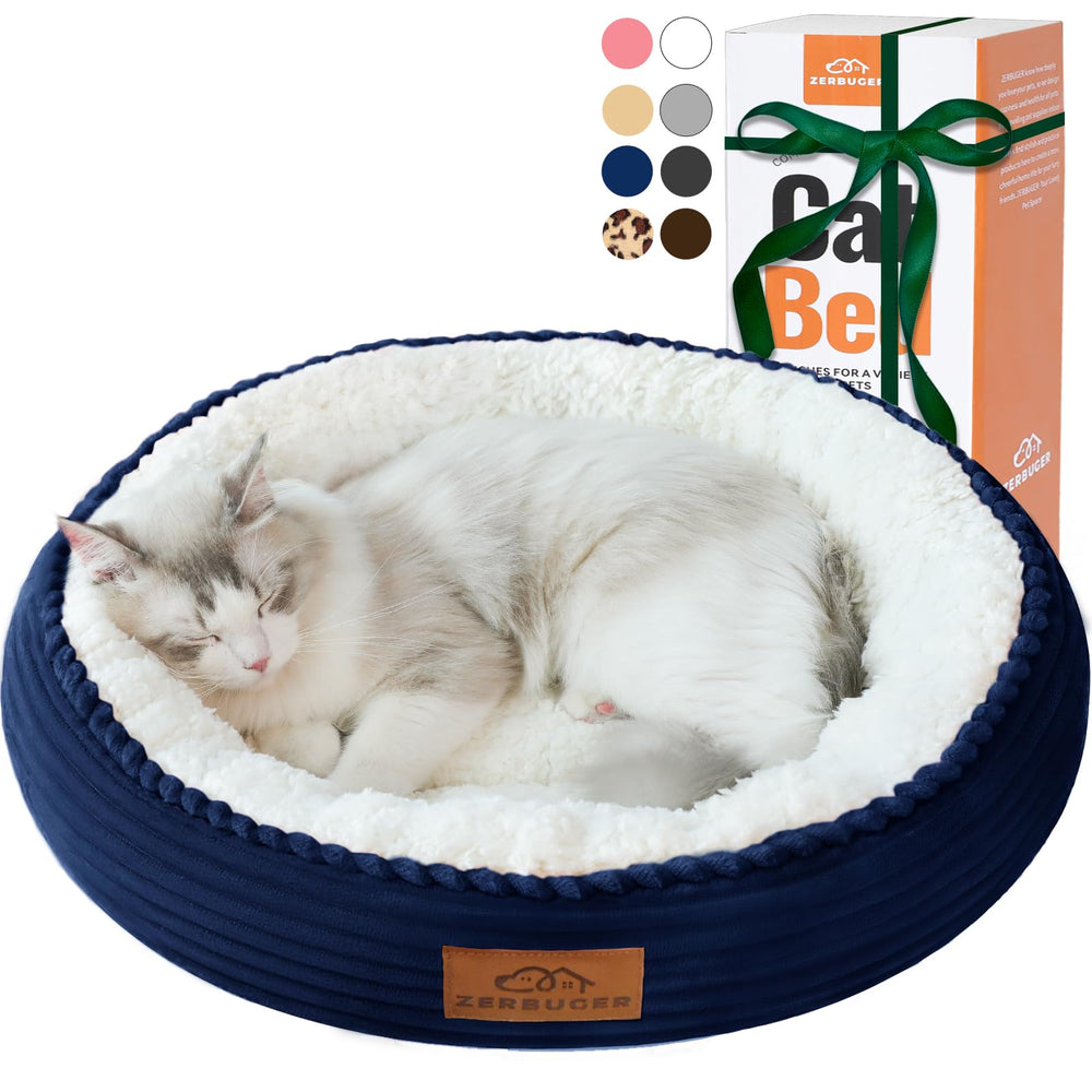 Cama Zerbuger para gatos con forma de dona redonda de 20 pulgadas para descanso cómodo.