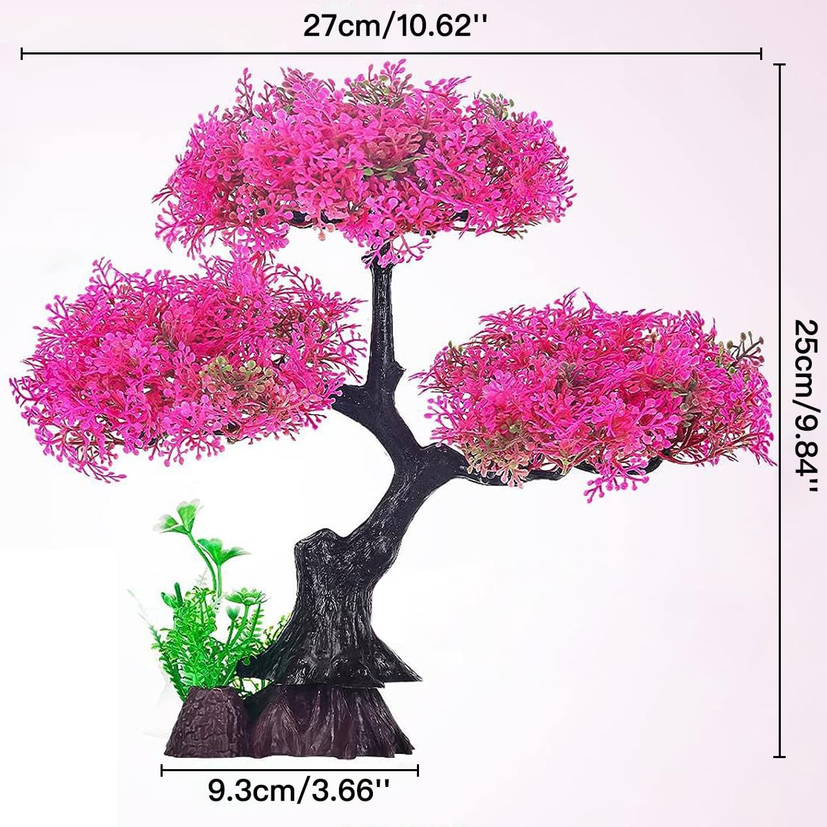 Zeromall planta artificial rosa para acuario, color vibrante y fácil de limpiar.