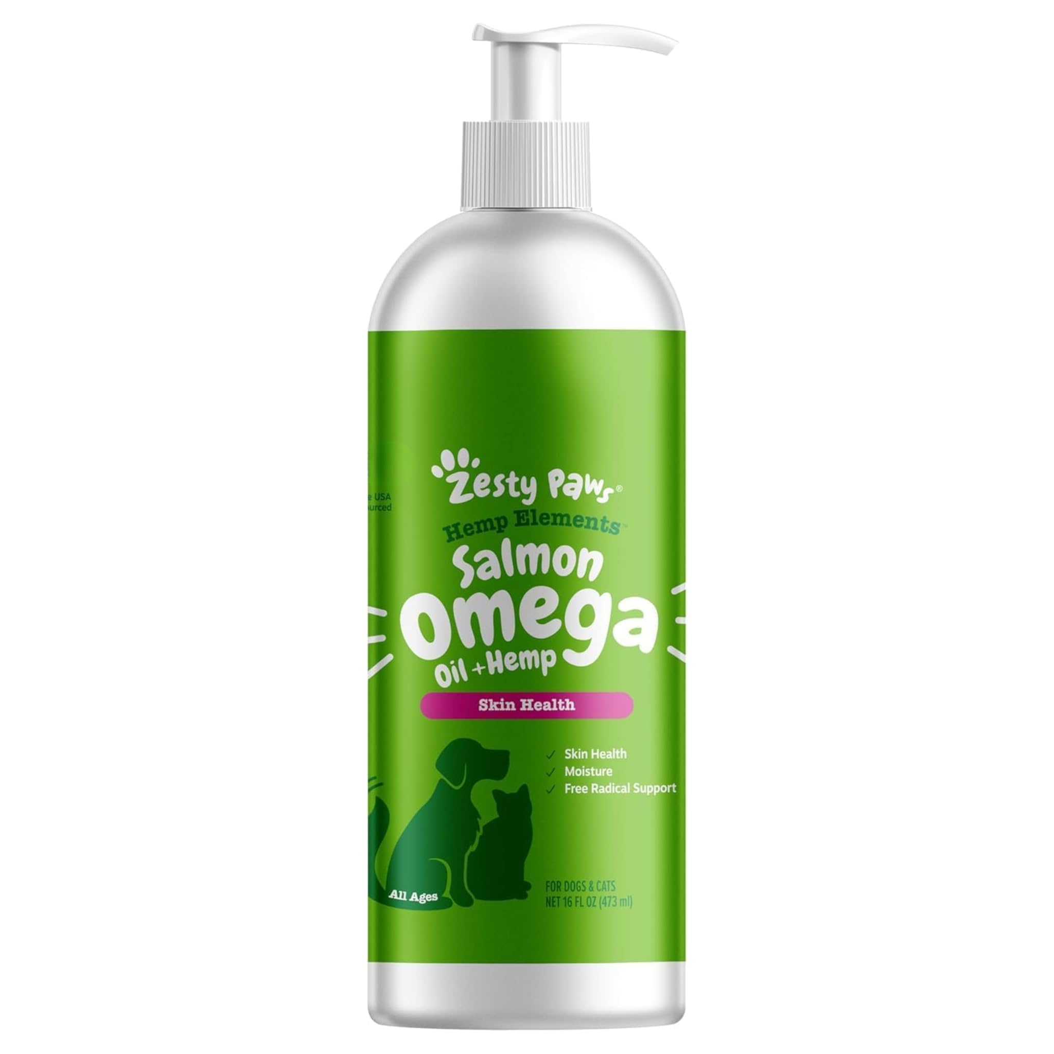 Zesty Paws botella de aceite de salmón omega con cáñamo para piel saludable