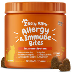Zesty Paws: Alivio de alergias para gatos con bocado de tocino.