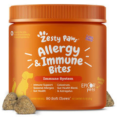 Zesty Paws Alivio de Alergias para Perros, gomitas de cordero para piel y oídos