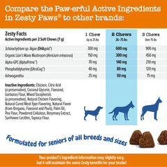 Zesty Paws Avance Cognición, DHA: fuente de DHA que apoya la salud cerebral de tu perro.