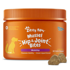 Zesty Paws Mussel Mobility Bites: empaque visible para movilidad diaria.