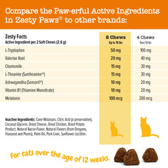 Zesty Paws bocado con L-teanina, ingrediente relajante para felinos.