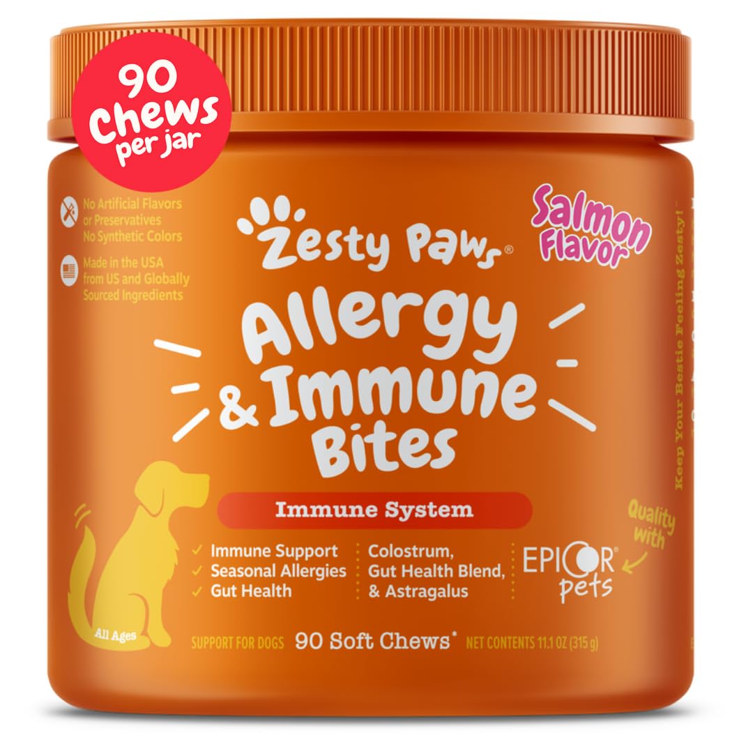 Zesty Paws botella de masticables de salmón para alergias en perros