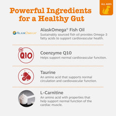 Zesty Paws Cardio Bites, ingredientes clave como taurina y CoQ10.
