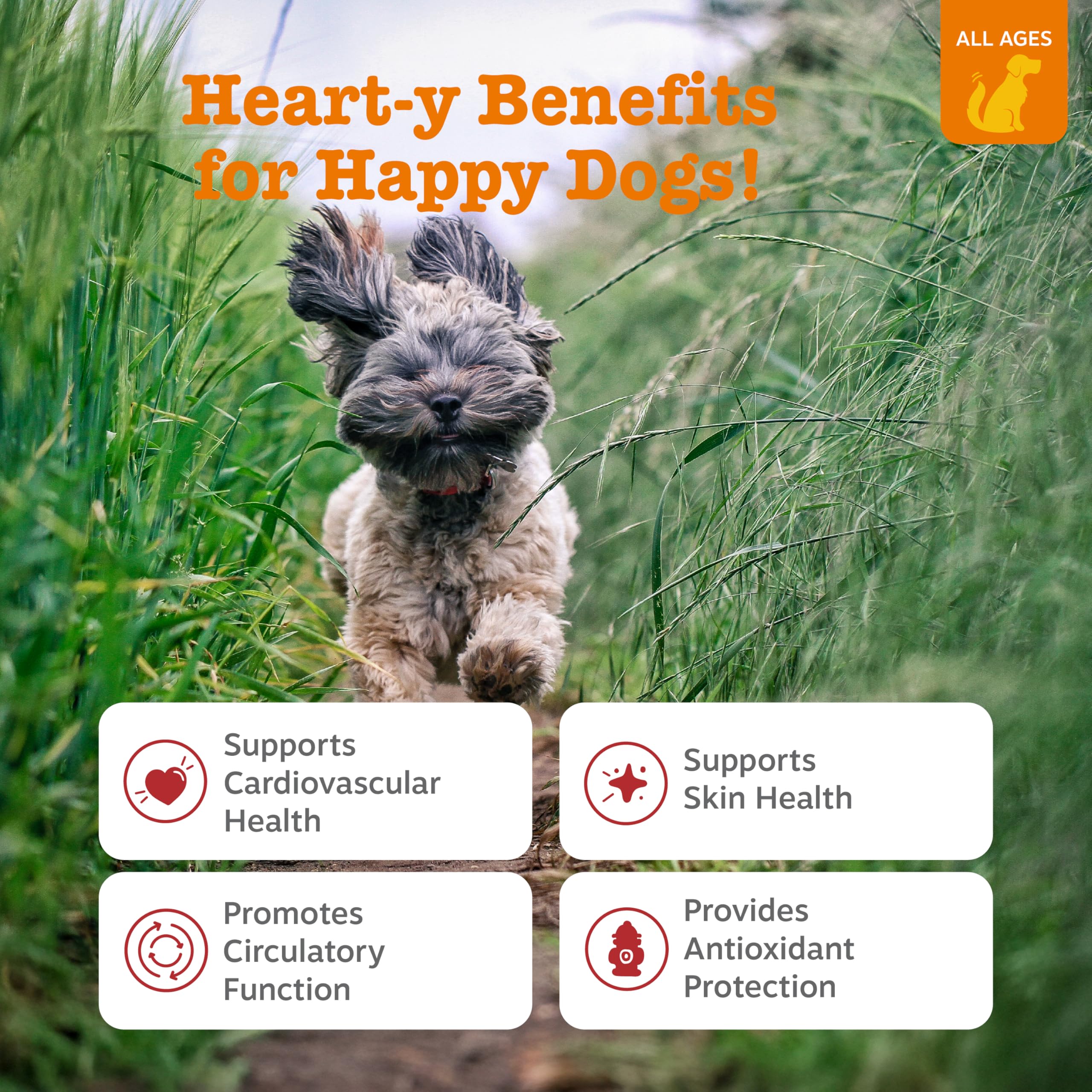 Zesty Paws Cardio Bites, masticables para perros, sabor agradable.