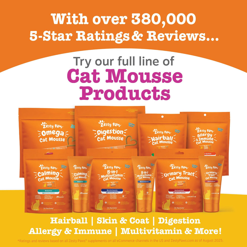 Zesty Paws Cat Mousse Squeezies: ideal como topper o premio para reforzar hábitos.