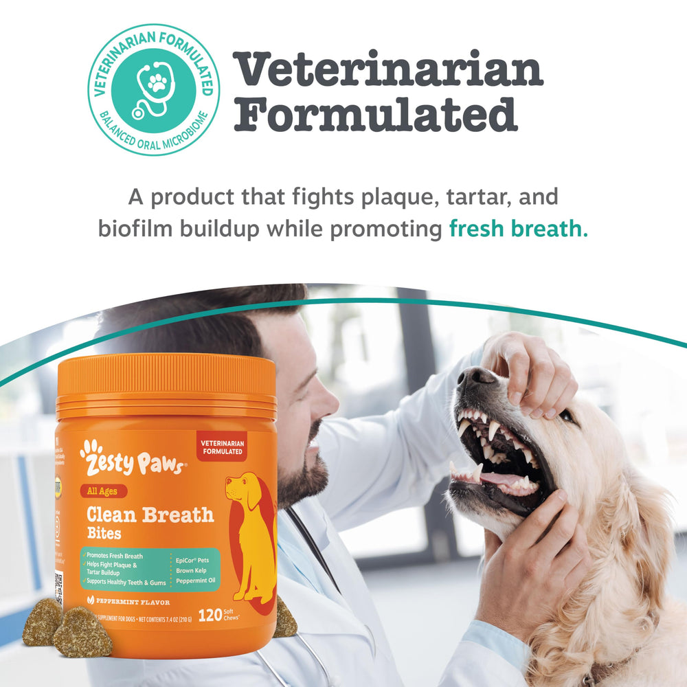 Zesty Paws Clean Breath masticables fáciles de usar