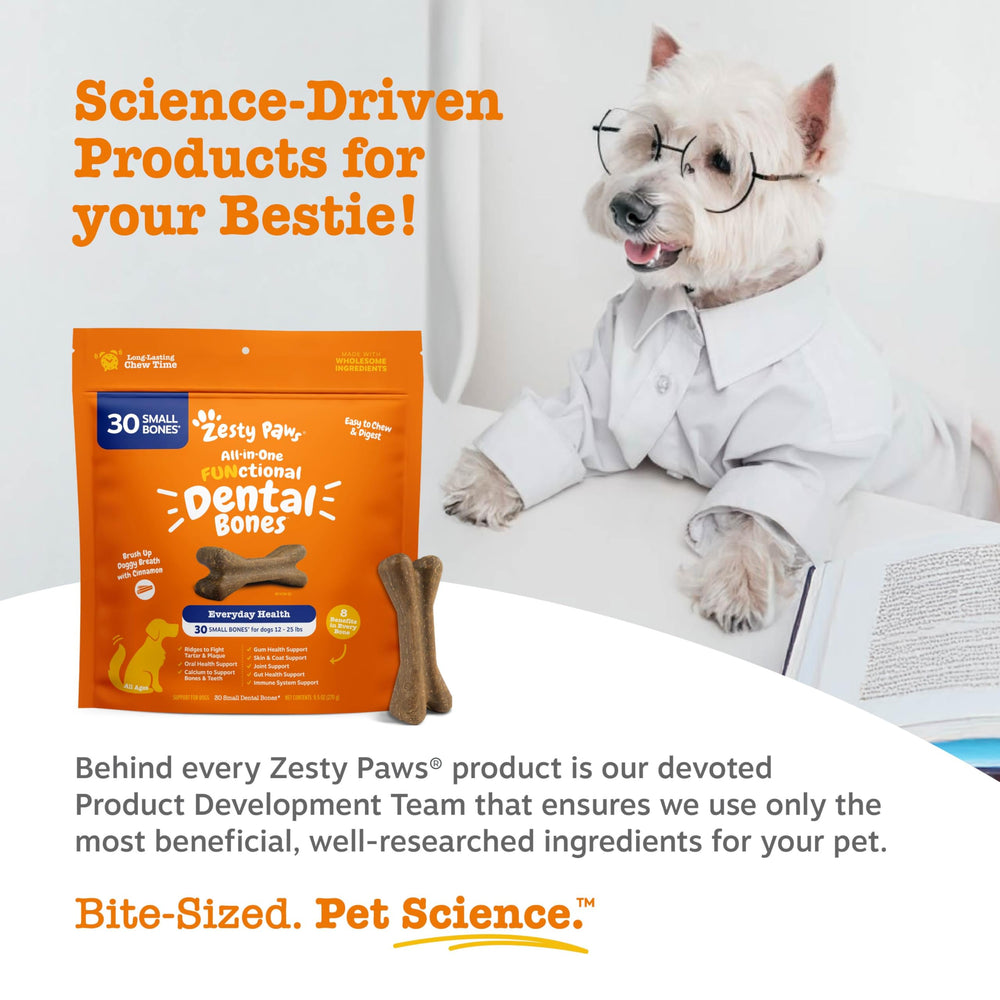 Promueve salud bucal y aliento agradable con Zesty Paws.