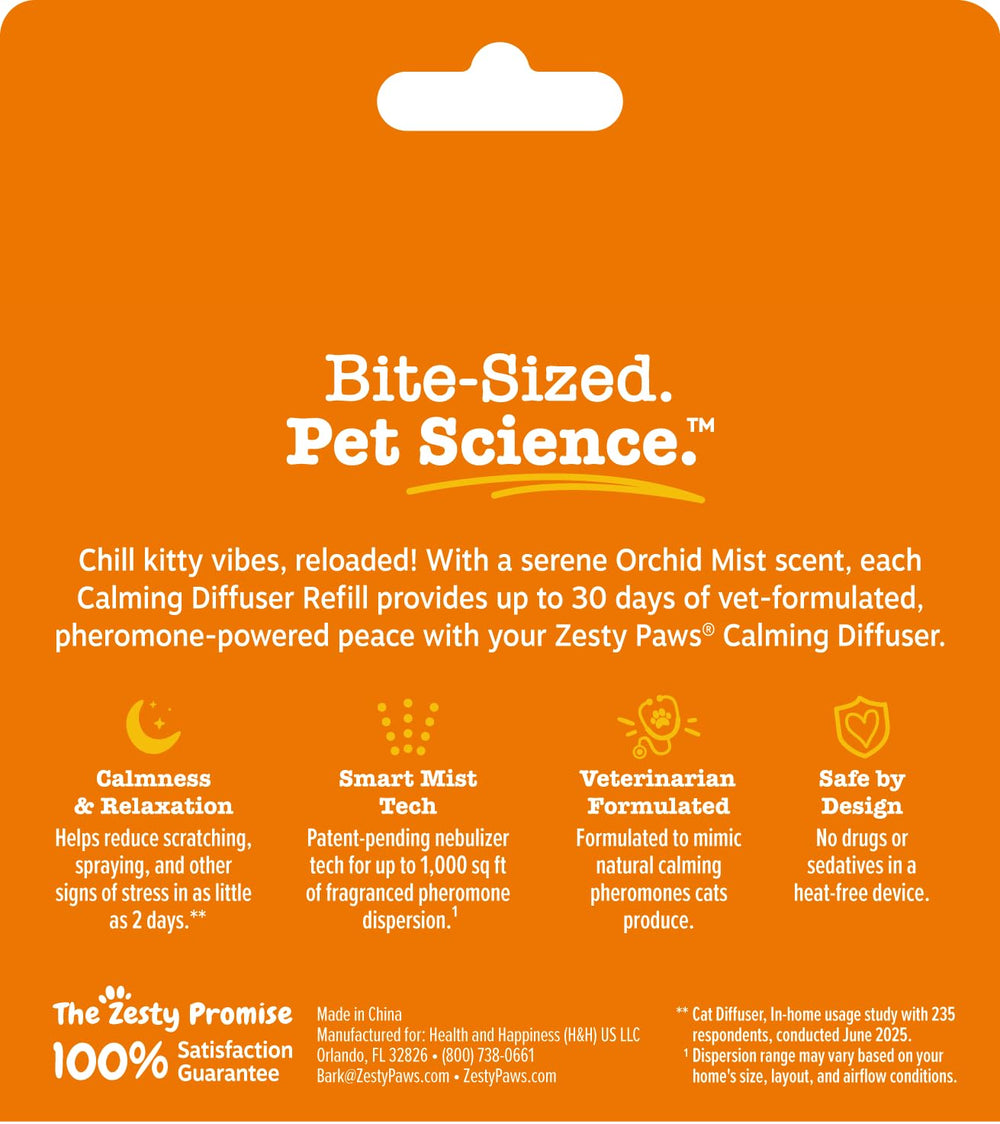 Difusor Zesty Paws calmante, diseño compacto para habitación de gatos.