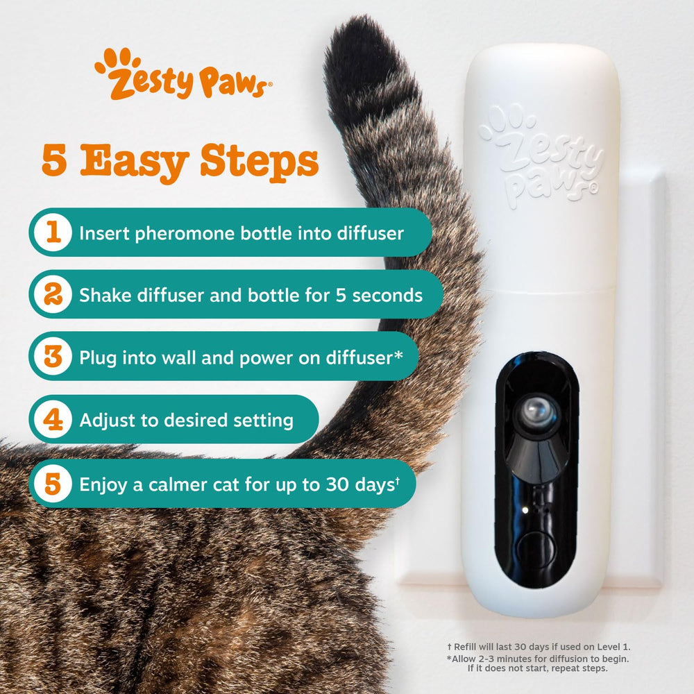 Difusor Zesty Paws con aroma Orchid Mist para calma del hogar.