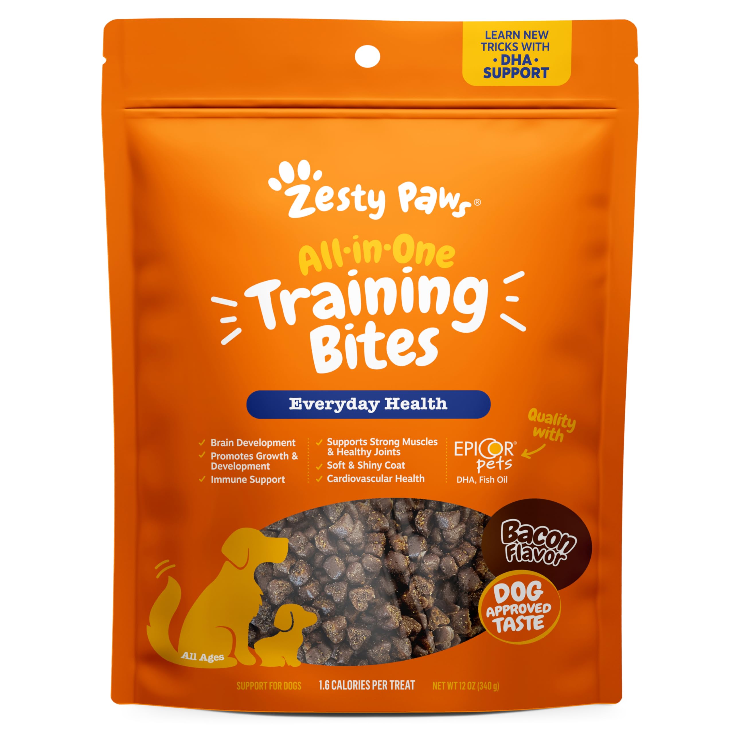 Zesty Paws Entrainement Chien Sachet Bacon : récompense savoureuse pour l'entraînement