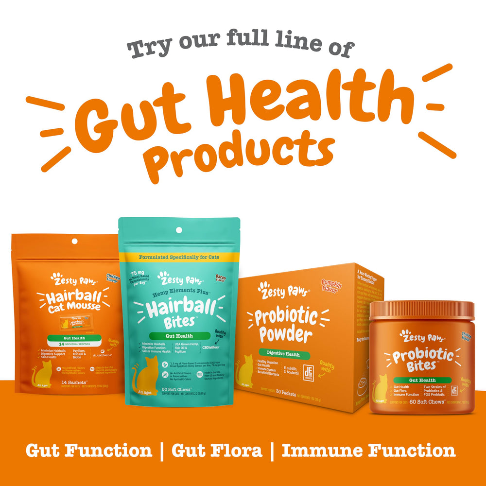 Zesty Paws Hairball Bites, aprobación del gato para uso diario.