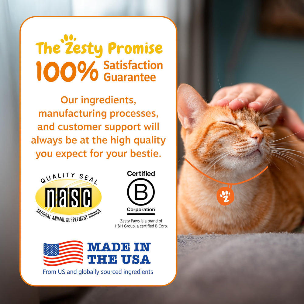Zesty Paws Hairball Bites, zinc y biotina para mantener la humedad de la piel.