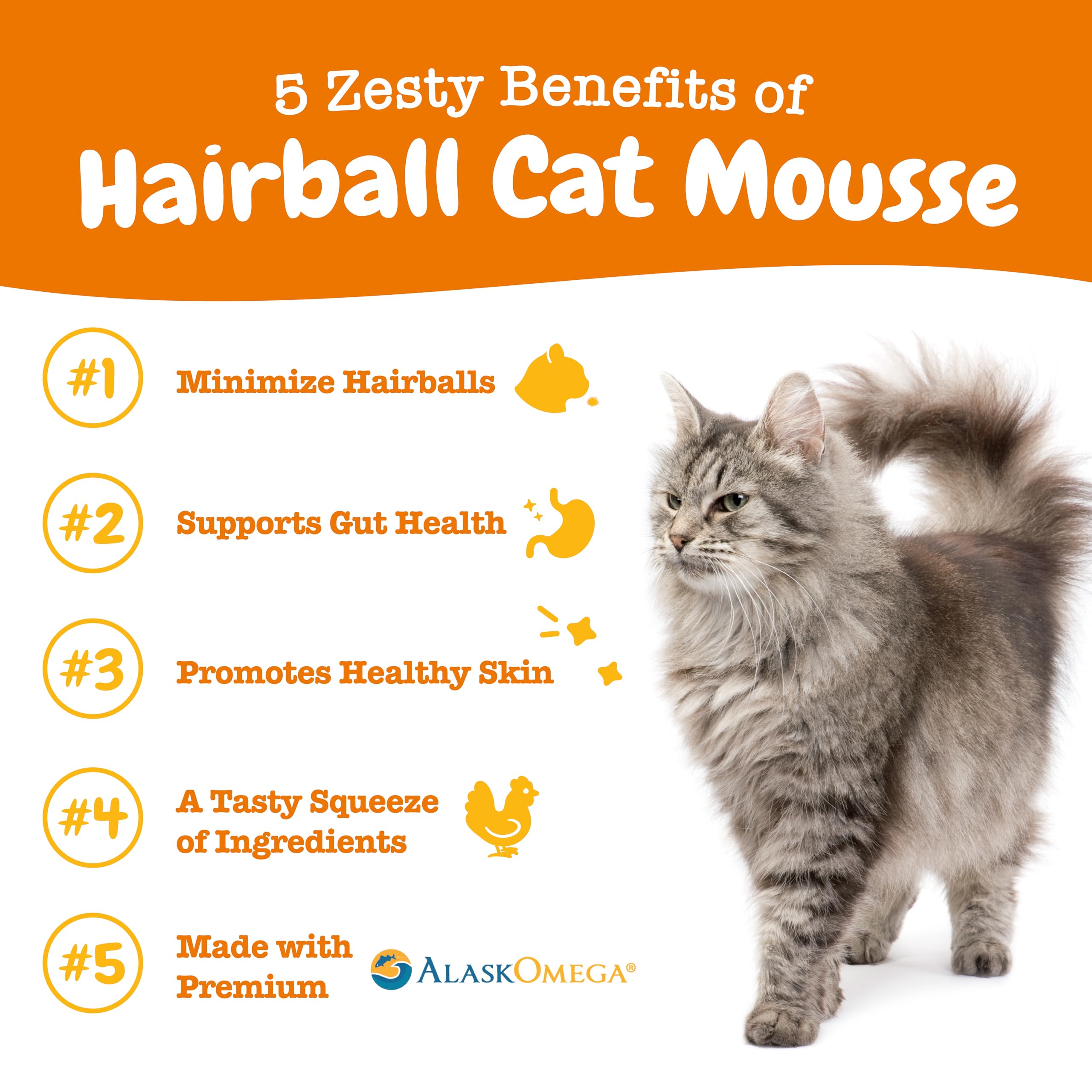 Zesty Paws Hairball Gato: mousse para lamido, favorece la reducción de bolas de pelo.