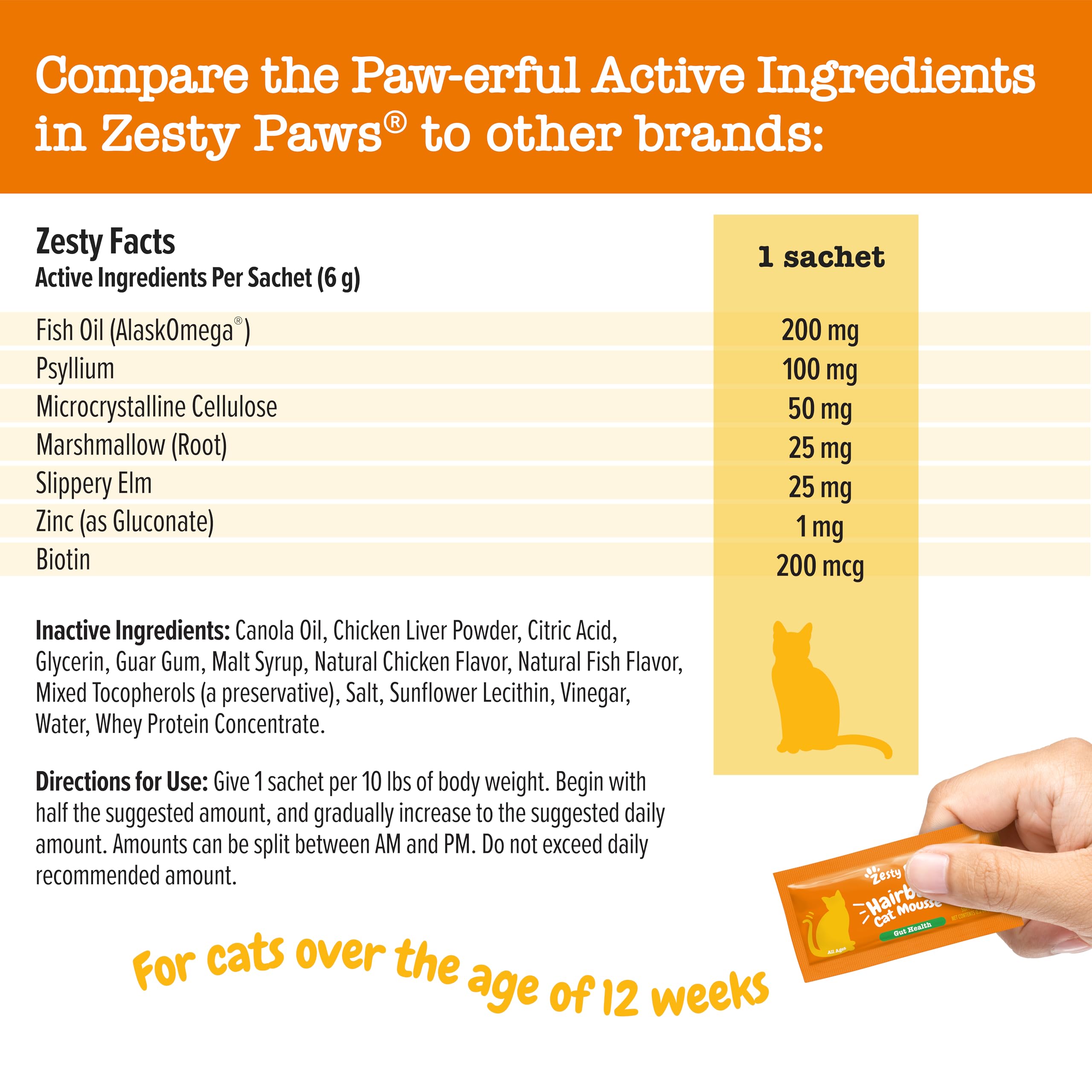 Zesty Paws Hairball Gato: formato en puré con omega-3 para la piel.