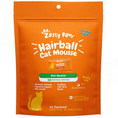 Zesty Paws Hairball Gato: tubo purée para lamido, apoyo digestivo suave y piel saludable.